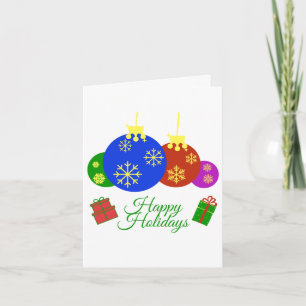 Happy Holidays Christmas Balls and Gifts Design Card