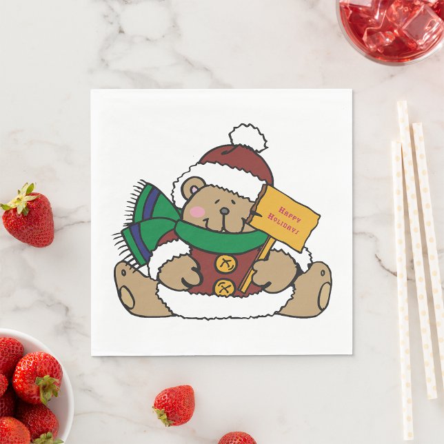 Happy Holidays Christmas Bear Napkin (Creator Uploaded)