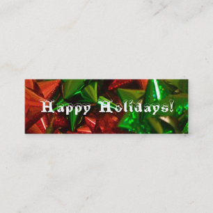 Happy Holidays christmas bow bookmark Mini Business Card