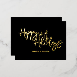 Happy Holidays Christmas Business Logo Black Foil Holiday Postcard