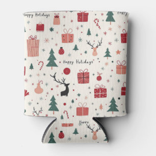 HAPPY HOLIDAYS CHRISTMAS CAN COOLER