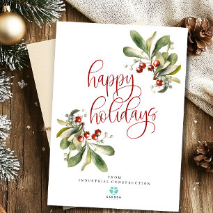 Happy holidays Christmas card with company logo