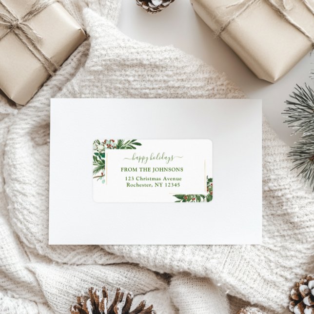 Happy Holidays-Christmas Classic, Rustic, Festive Label (Creator Uploaded)