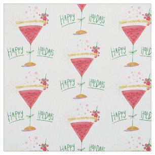 happy holidays christmas cocktail fabric