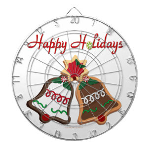 Happy Holidays Christmas Cookie Bells Dartboard