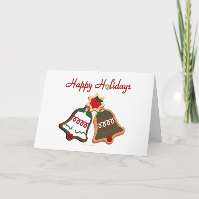 Happy Holidays Christmas Cookie Bells Holiday Card (Front)
