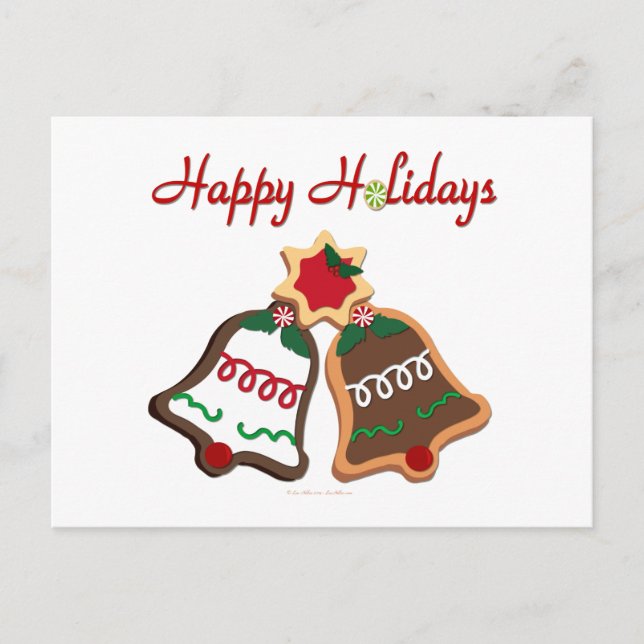 Happy Holidays Christmas Cookie Bells Holiday Postcard (Front)
