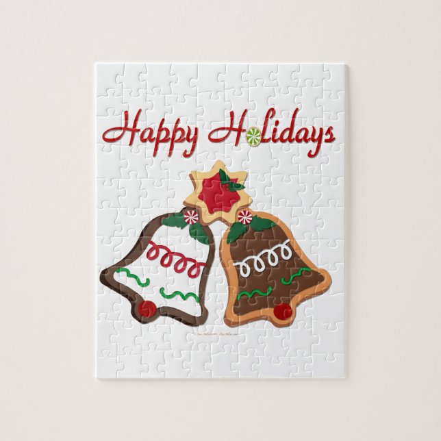 Happy Holidays Christmas Cookie Bells Jigsaw Puzzle (Vertical)