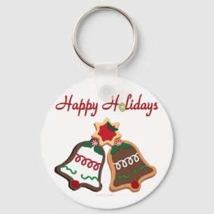 Happy Holidays Christmas Cookie Bells Key Ring