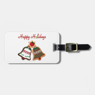 Happy Holidays Christmas Cookie Bells Luggage Tag
