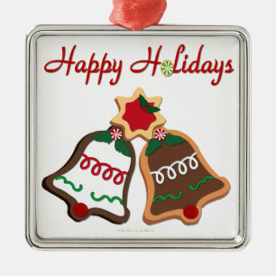 Happy Holidays Christmas Cookie Bells Metal Tree Decoration