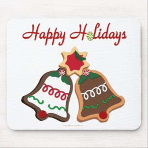 Happy Holidays Christmas Cookie Bells Mouse Mat