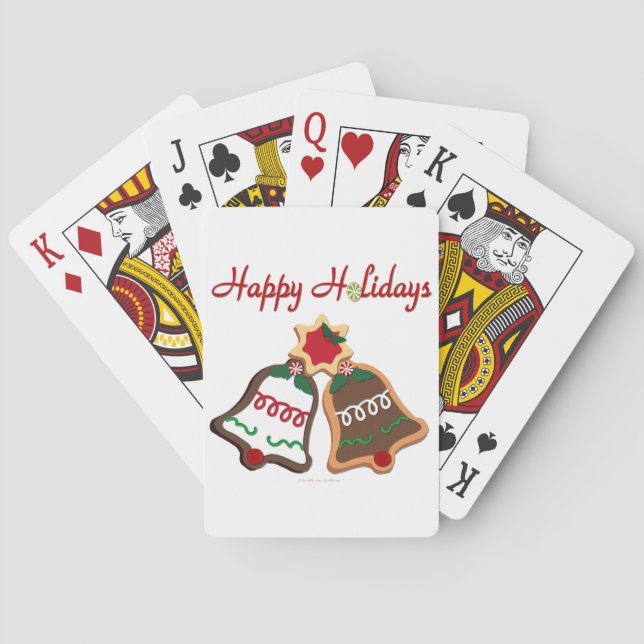 Happy Holidays Christmas Cookie Bells Playing Cards (Back)