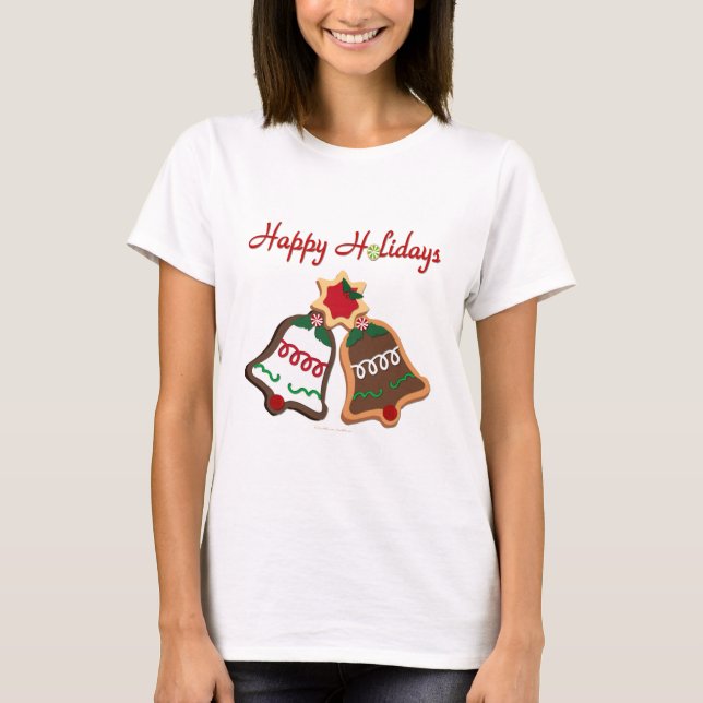 Happy Holidays Christmas Cookie Bells T-Shirt (Front)