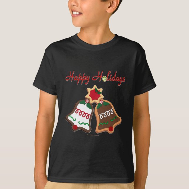 Happy Holidays Christmas Cookie Bells T-Shirt (Front)