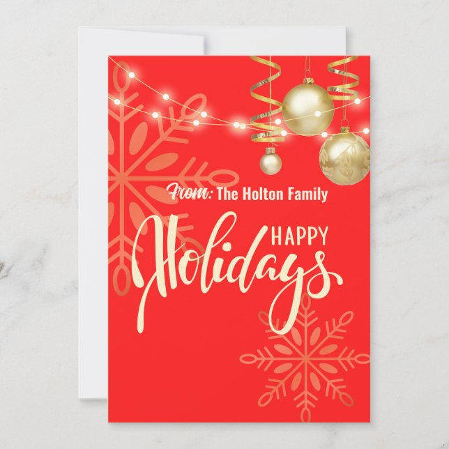 Happy holidays Christmas custom red announcement  (Front)
