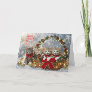 Happy Holidays Christmas Cute Kitties Kittens Card