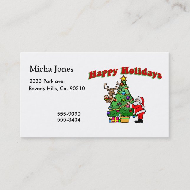 Happy Holidays Christmas Decorating Business Card (Front)
