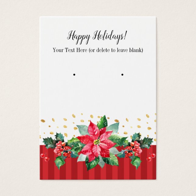 Happy Holidays Christmas Earring Cards (Front)