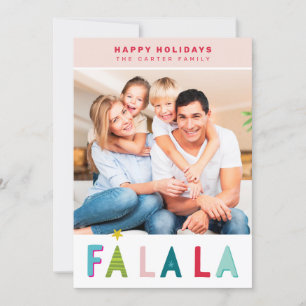 HAPPY HOLIDAYS christmas falala typography pink Holiday Card