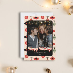 Happy Holidays Christmas Family Photo Black Holiday Card