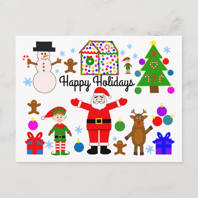 Happy Holidays Christmas Gathering #1 Postcard (Front)