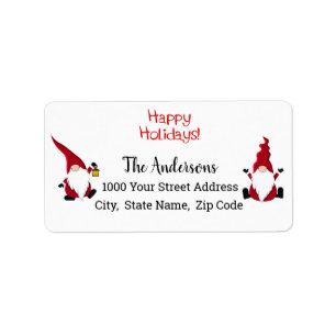 Happy Holidays Christmas Gnomes Label