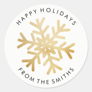 Happy Holidays - Christmas gold Label