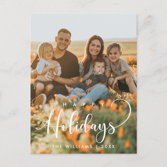 Happy Holidays, Christmas Greeting Family Photo Postcard (Front)