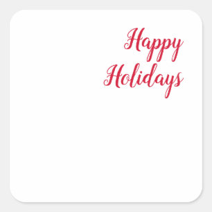 Happy holidays christmas handwriting red white square sticker