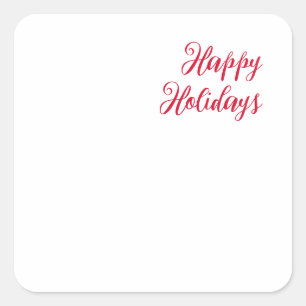 Happy holidays christmas handwriting red white square sticker