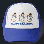 Happy Holidays Christmas Hanukkah Snowman Winter Trucker Hat<br><div class="desc">Hat features an original marker illustration of a snowman sugar cookie,  with HAPPY HOLIDAYS in a fun font. Perfect for Hanukkah and Christmas holiday celebrations!

Don't see what you're looking for? Need help with customisation? Click "contact this designer" to have something created just for you!</div>