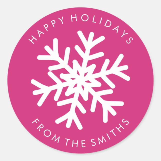 Happy Holidays - Christmas Hot Pink + White Label (Front)
