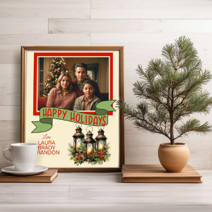 Happy Holidays Christmas Lanterns Custom Photo
