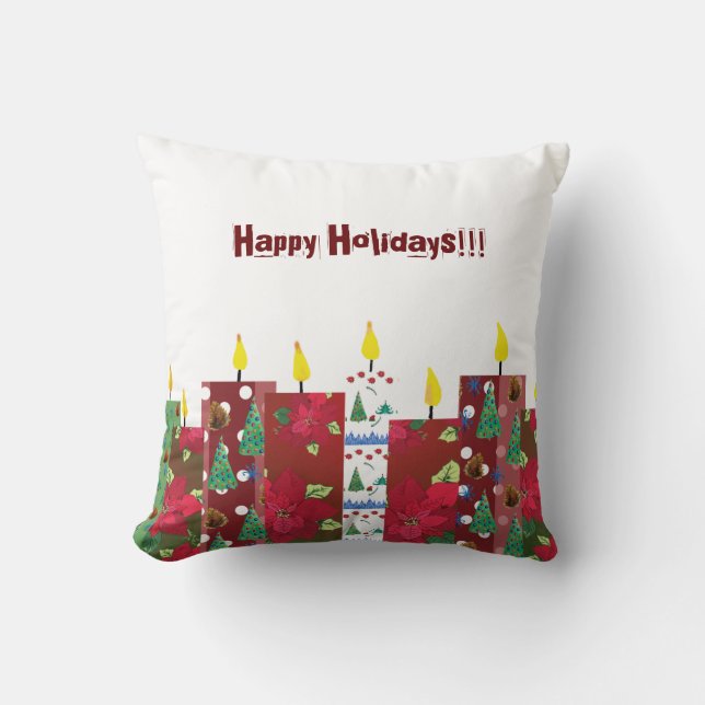 Happy Holidays Christmas Light Cushion (Front)
