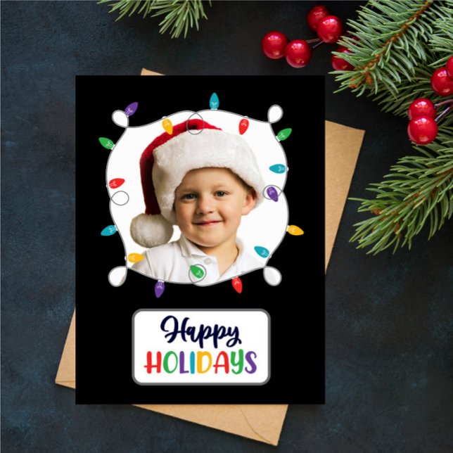 Happy Holidays Christmas Lights (add your photo) H Holiday Postcard (Creator Uploaded)