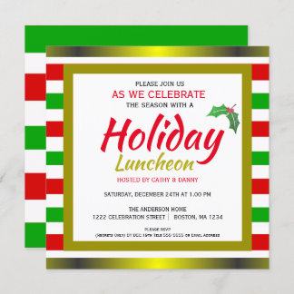 Happy Holidays Christmas Luncheon Invitation