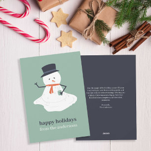 Happy Holidays Christmas Melting Snowman Cute Holiday Card