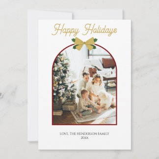 Happy Holidays Christmas Minimal Photo Card