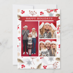 Happy Holidays Christmas Modern Fir Holly 3 Photo