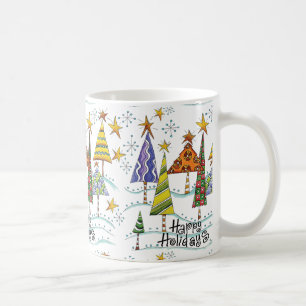 Happy Holidays Christmas Mug With Trees