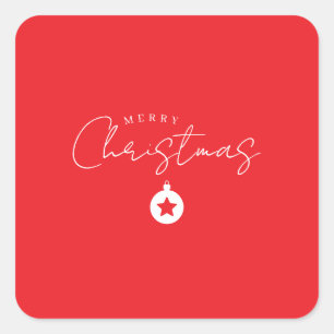 Happy Holidays Christmas New Year Season Red Square Sticker