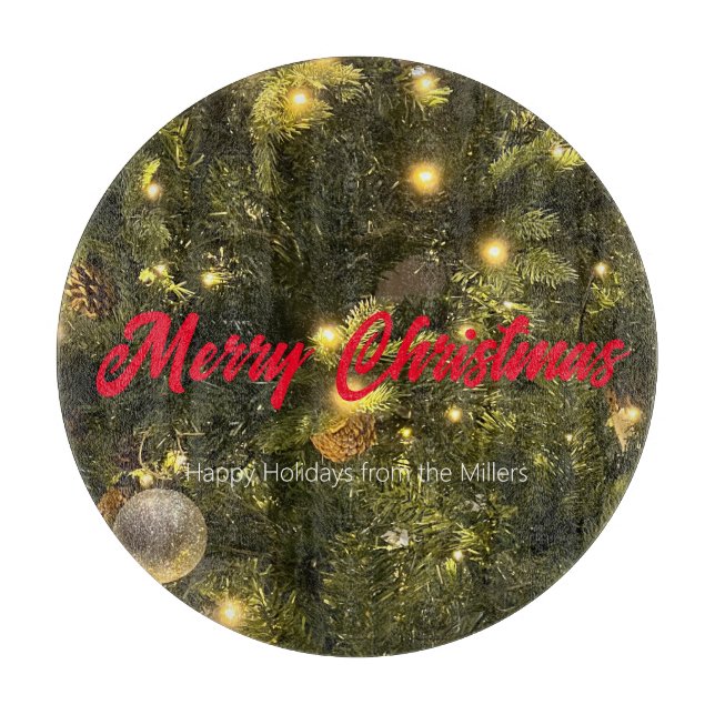 Happy Holidays Christmas Ornaments Cutting Board (Front)