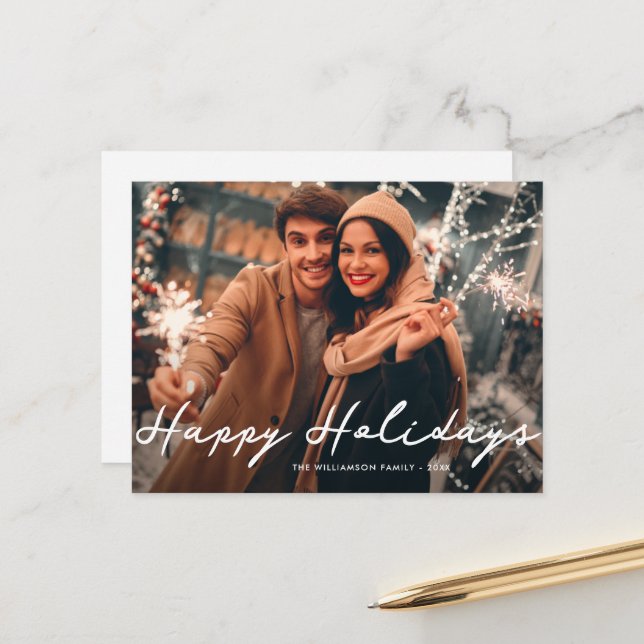 Happy holidays christmas photo card (Front/Back In Situ)