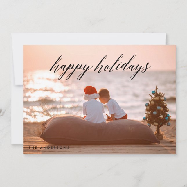 Happy Holidays Christmas Photo Card Beautiful Type (Front)