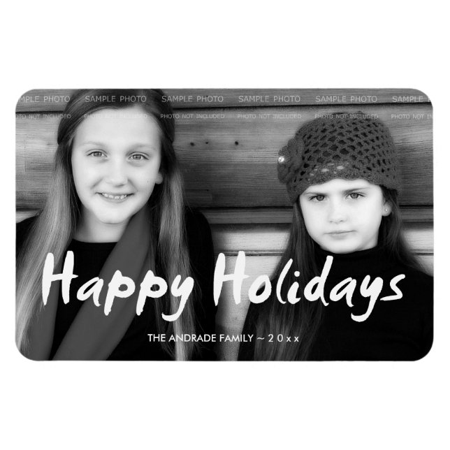 Happy Holidays Christmas Photo Holiday Wishes Fun Magnet (Horizontal)