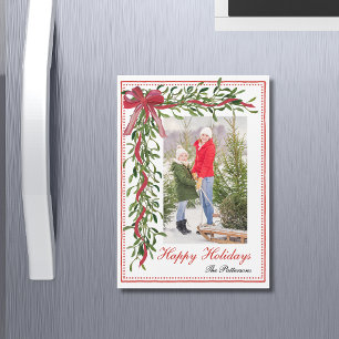 Happy Holidays Christmas Photo Magnetic Card