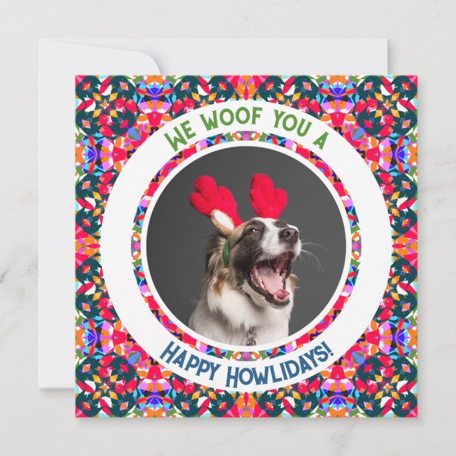 Happy Holidays Christmas Photo Pun Dog Dad Mum Mom Holiday Card (Front)