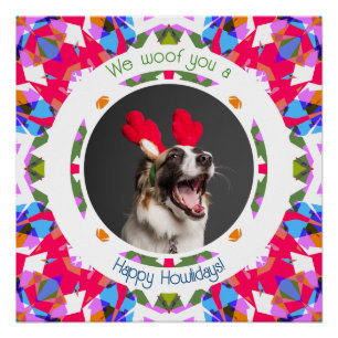 Happy Holidays Christmas Photo Pun Dog Dad Mum Mom Poster