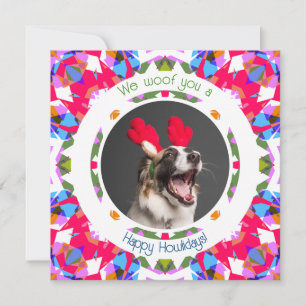 Happy Holidays Christmas Photo Pun Dog Dad Mum Mum Holiday Card